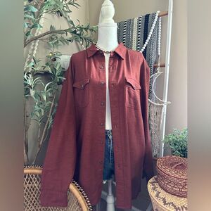 Ascend Men’s Burnt Orange Cotton/Linen Blend Button-Down Shirt – Size XL